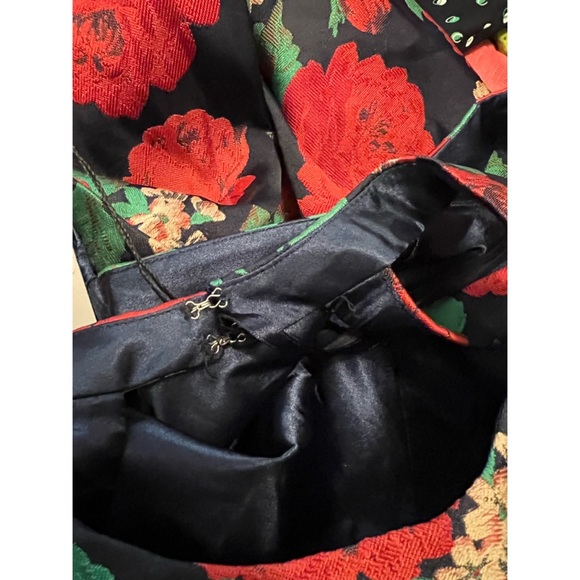 Ieena For Mac Duggal Floral High Neck A-Line Gown - Picture 6 of 7